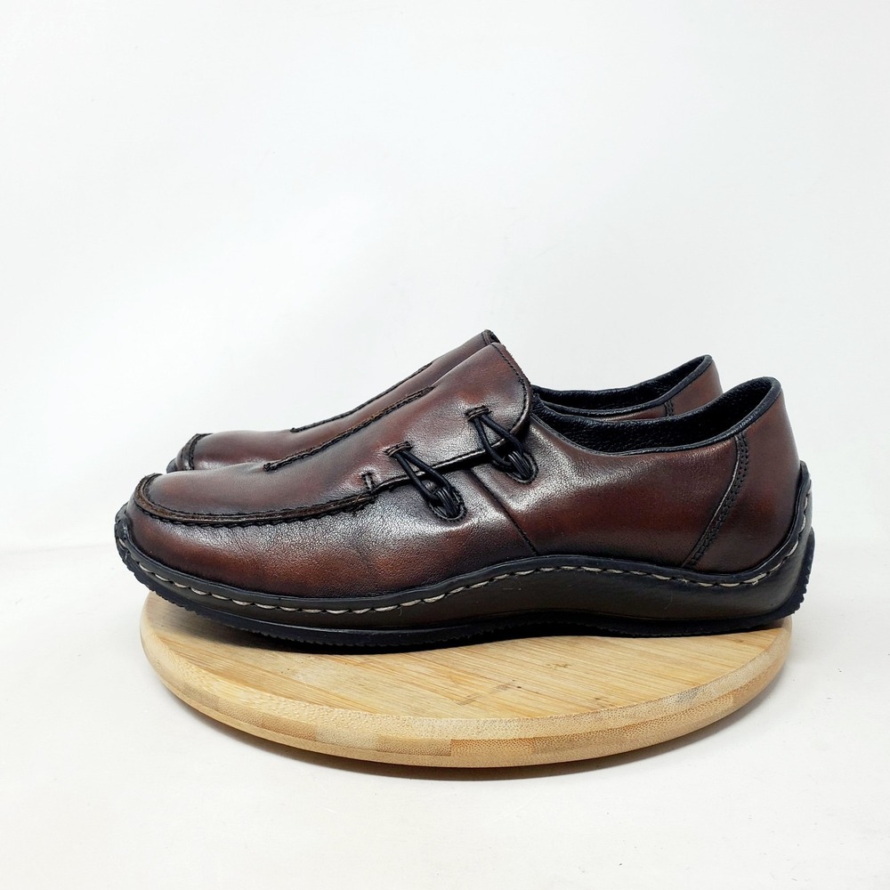 Rieker Shoes Womens 38 Celia Brown Leather Slip On Loafer Comfort Shoes